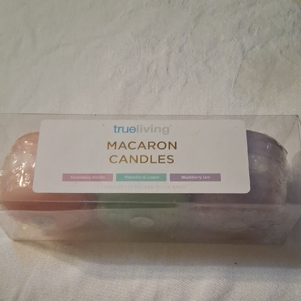 True Living Macaron Candles Set - Pink, Cream, Purple